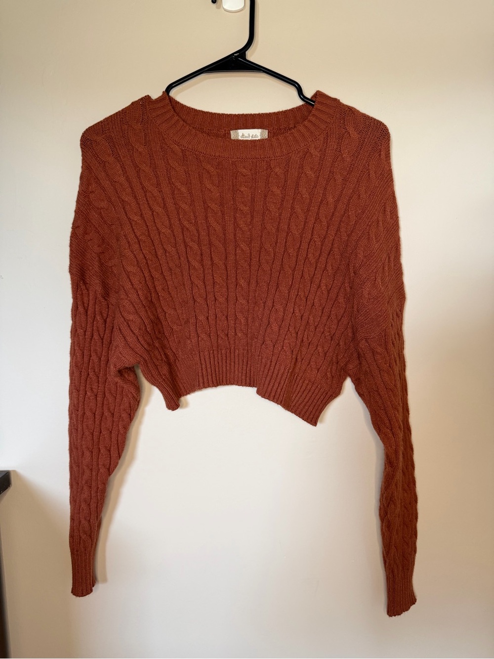 Altar'd State Rust Cable-Knit Crew Sweater